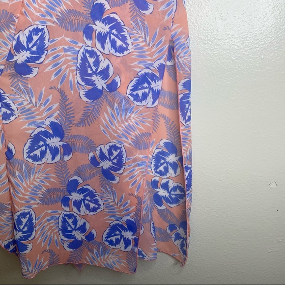 NWT Charlotte Russe Pink Blue Tropical Floral Sheer Kimono Medium - Picture 7 of 10